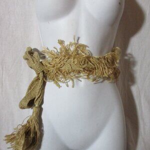 NEW JILL STUART Adjustable Woven Hemp Fringe String BELT BROWN